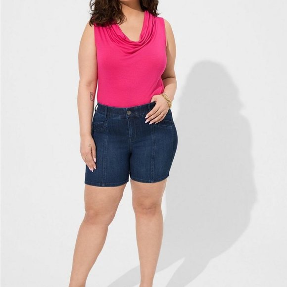 NWT Torrid Pink Studio Tissue Jersey Drape Neck Tank - Picture 3 of 4